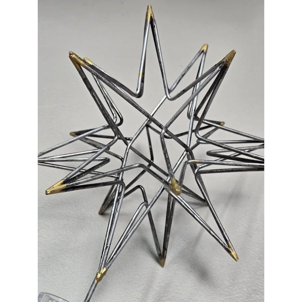 Hearth & Hand Starburst Tree Topper Gold Silver Metal Sputnik Christmas Decor
